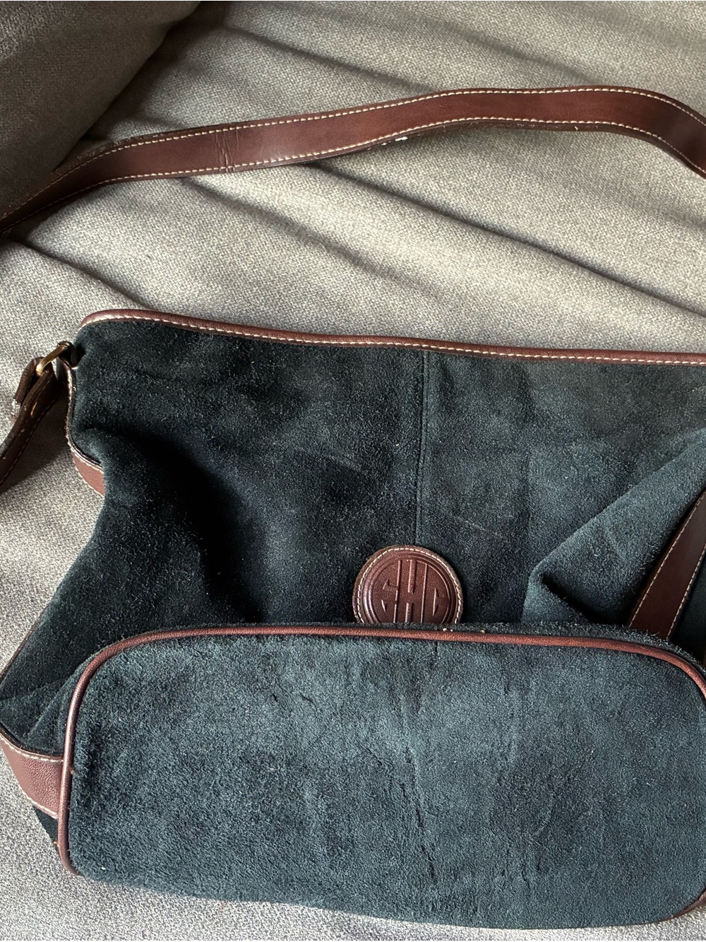 Women’s Black Suede & Brown Leather Crossbody Bag